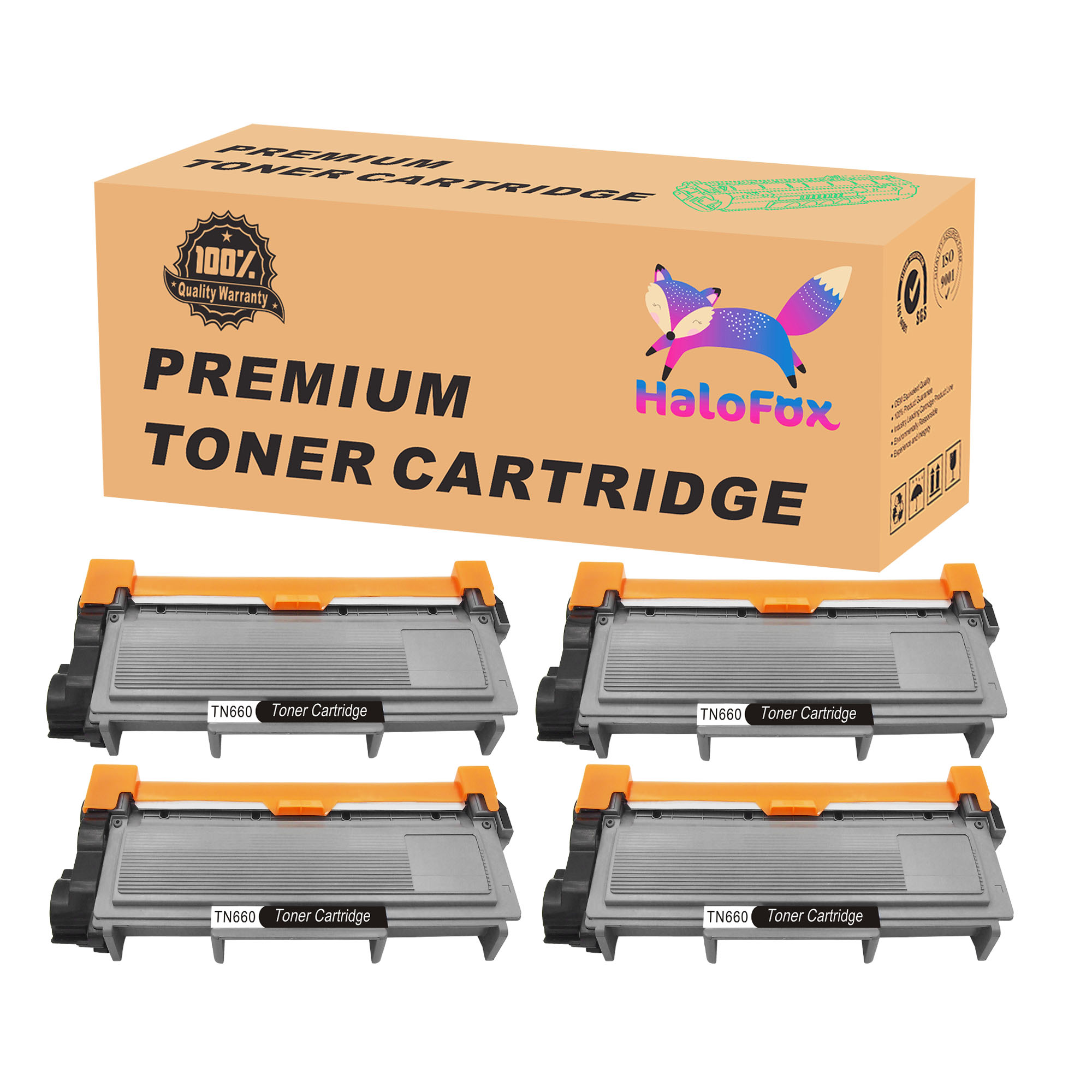 HaloFox 4PK Toner Replacements For Brother TN660 TN630 DCP-L2540DW HL-L2320D HL-L2340DW HL-L2305W