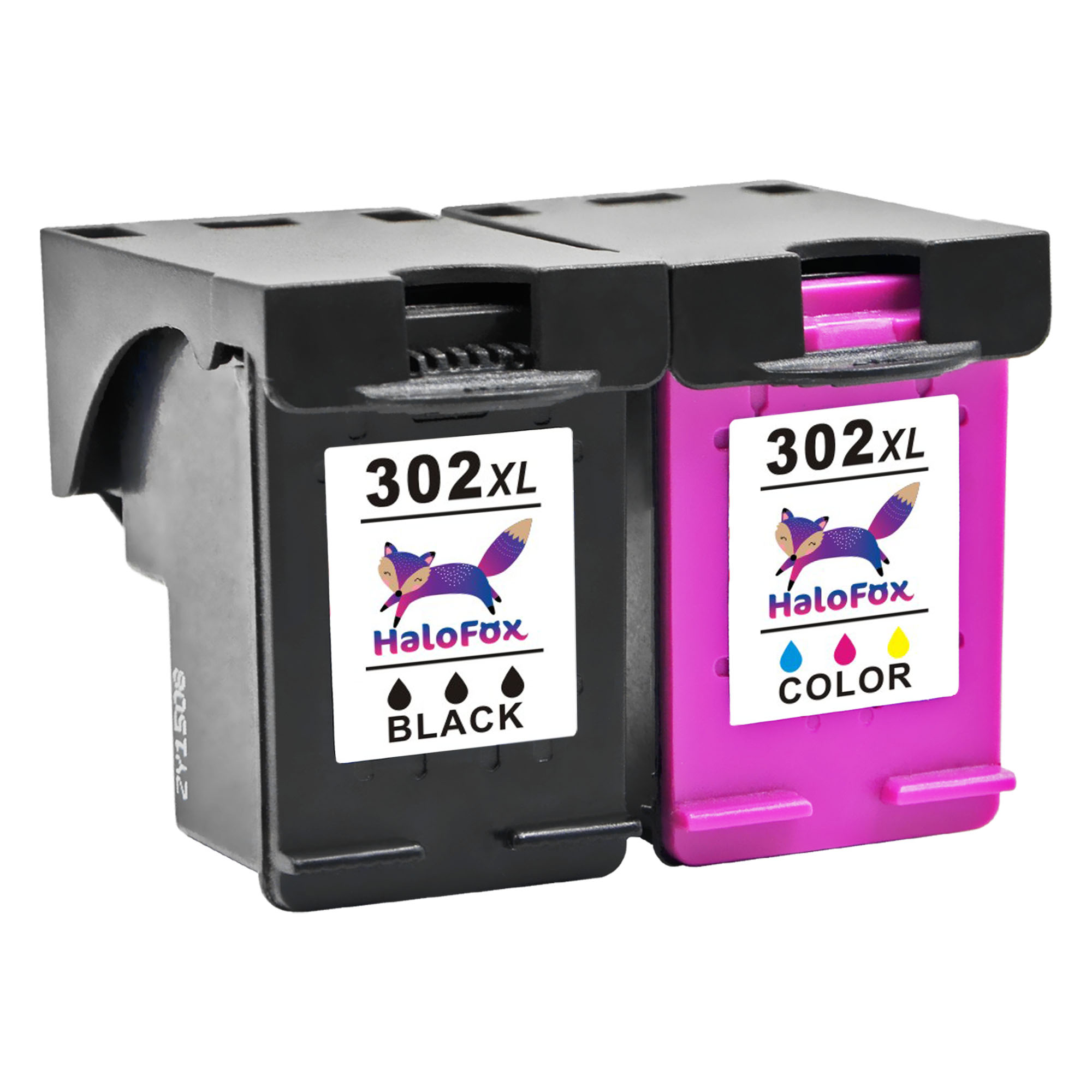 EU---HaloFox Set of 2 Pack Replacement For HP 302 XL Ink Cartridges 302XL Inkjet Compatible For HP Deskjet 2540 2542 2544 1015a 1510 3050A Envy 4500 4520 4524 4527 Deskjet 2130 2134 3630 Officejet 3830 3831 4650 Printer High Yield