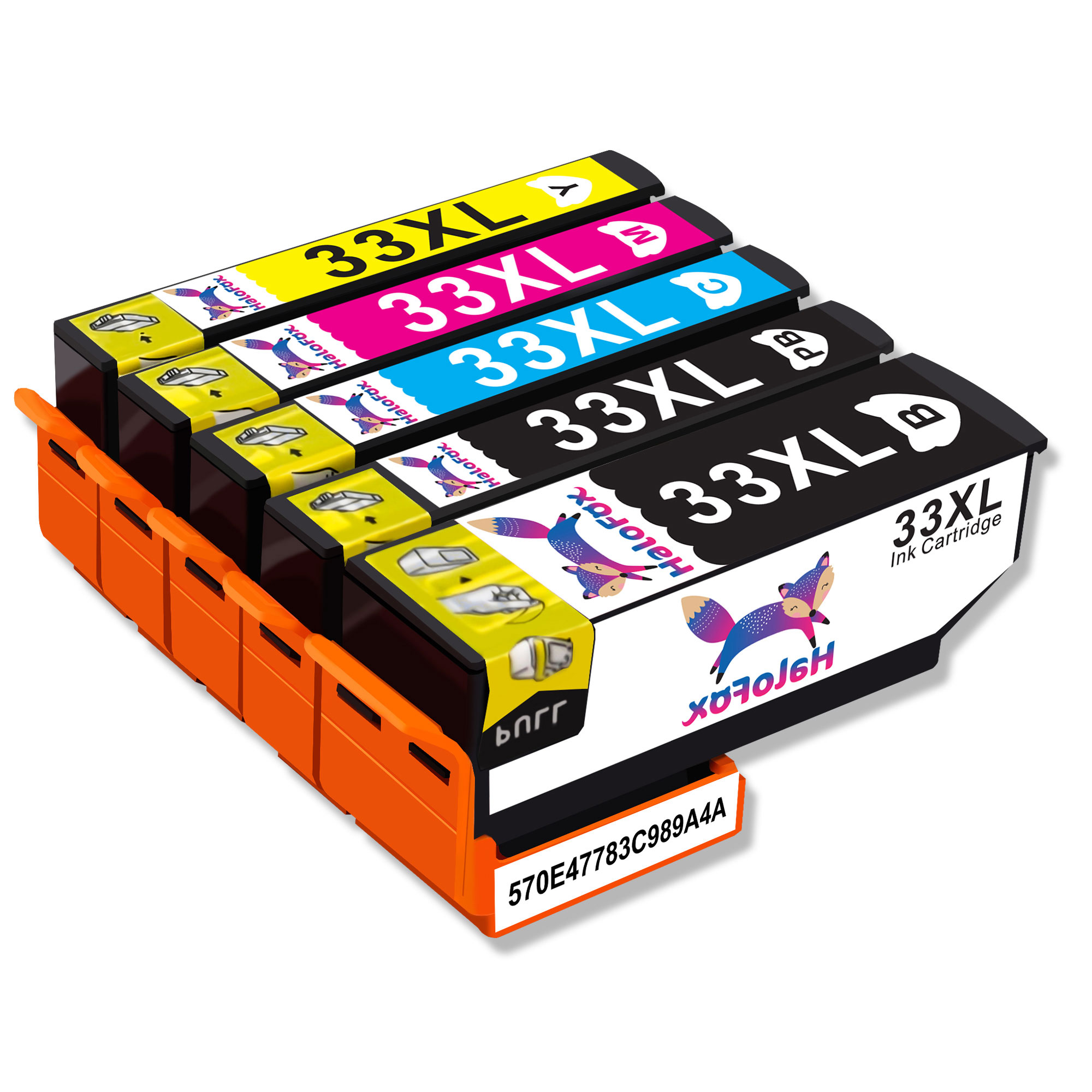 HaloFox 5 Ink Cartridges for Epson 33XL High Yield Work with Epson Expression Premium XP-530 XP-540 XP-630 XP-635 XP-640 XP-645 XP-830 XP-900 Printer Black/Magenta/Yellow/Cyan/Photo Black