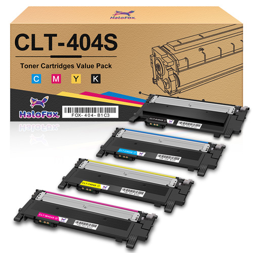 HaloFox Compatible Toner Cartridges Replacement for Samsung CLT-K404S CLT-C404S CLT-M404S CLT-Y404S ( Black, Cyan, Yellow, Magenta , 4 pk )