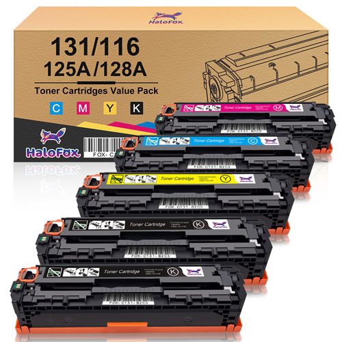 HaloFox Compatible Toner Cartridge Replacement for Canon 131 131H 116 imageClass MF624Cw MF628Cw MF8230Cn MF8280Cw LBP7100Cn / for HP 131A 131X 125A 128A (Black, Cyan, Yellow, Magenta, 5-Pack)