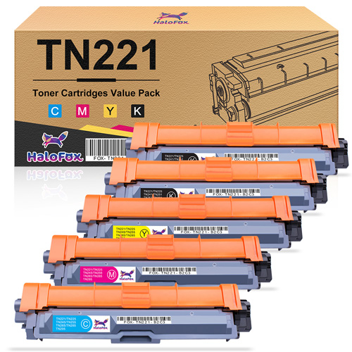 HaloFox Compatible Toner Cartridge Replacement for Brother TN221 TN225 HL-3170CW MFC-9340CDW MFC-9330CDW HL-3180CDW HL-3140CDW MFC-9130CW HL-3170SDW HL-3170cdw (Black, Cyan, Yellow, Magenta, 5-Pack)