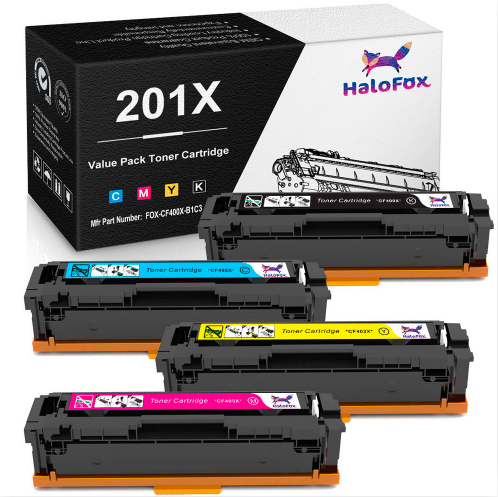 HaloFox Compatible Toner Cartridge Replacement for HP 201X 201A CF400A CF400X CF401X CF402X CF403X for HP Color LaserJet Pro MFP M277dw M252dw M277n M277c6 M274n M252n Printer (4-Pack)